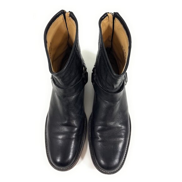 Frye Mens Phillip Harness Moto Biker Boots Size 10 D Back Zip Black Leather - Picture 3 of 14